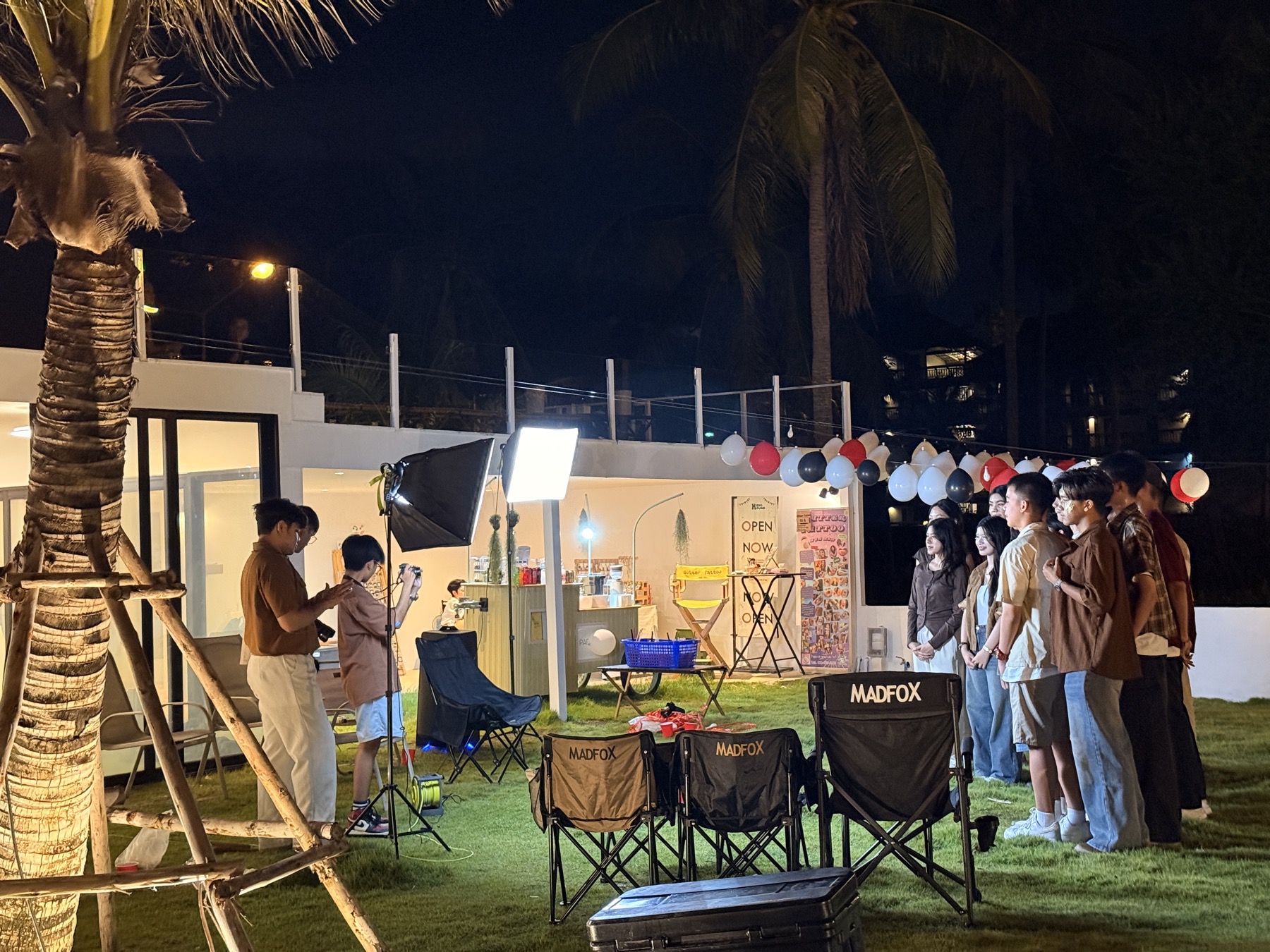 Student group production on the lawn